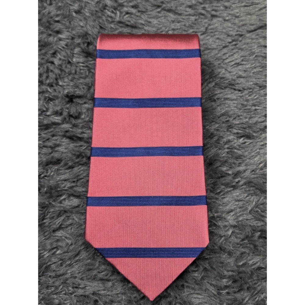 Brooks‎ Brothers Makers 100% Silk Neck Tie Pink With Navy Stripes Classic
